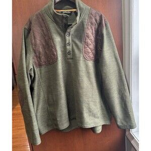 Orvis Sharptail Quarter Button Elbow Shoulder Patch Fleece Sweater Gray Size XXL